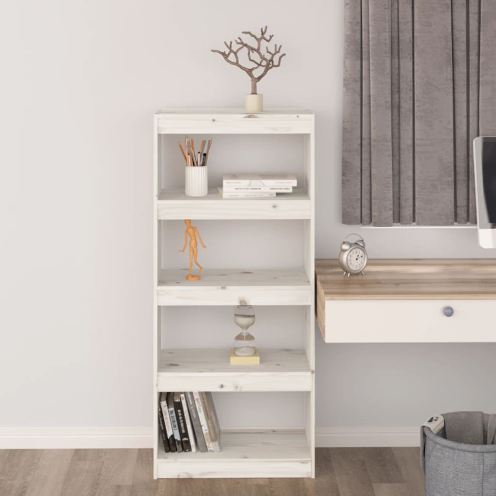 Βιβλιοθήκη/Διαχωριστικό Χώρου Λευκή 60x30x135,5 εκ. Μασίφ Πεύκο - Pakobazaar