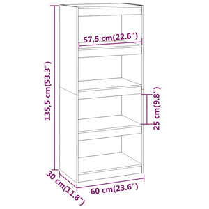 Βιβλιοθήκη/Διαχωριστικό Χώρου Λευκή 60x30x135,5 εκ. Μασίφ Πεύκο - Pakobazaar