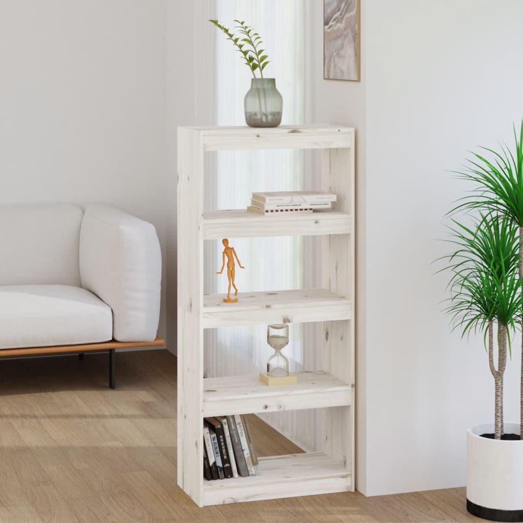 Βιβλιοθήκη/Διαχωριστικό Χώρου Λευκή 60x30x135,5 εκ. Μασίφ Πεύκο - Pakobazaar