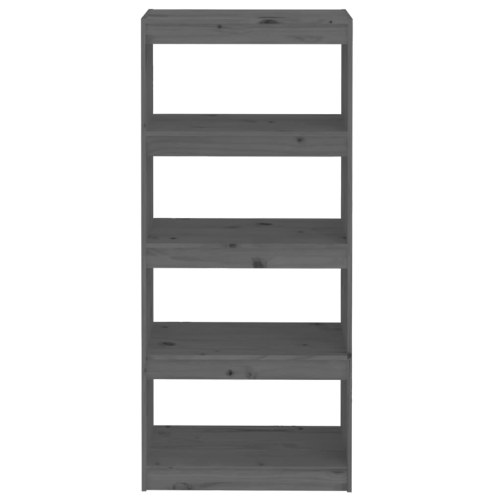 Βιβλιοθήκη/Διαχωριστικό Χώρου Γκρι 60x30x135,5 εκ. Μασίφ Πεύκο