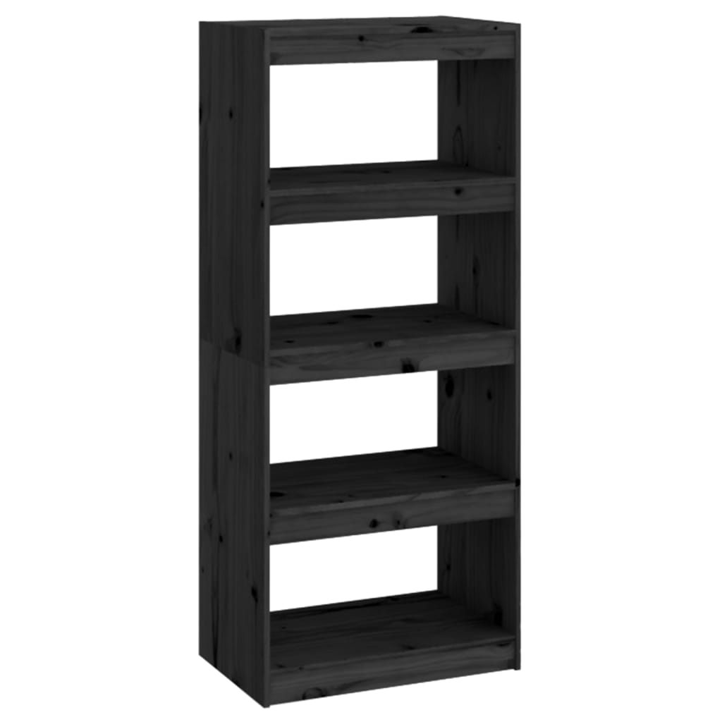 Βιβλιοθήκη/Διαχωριστικό Χώρου Μαύρη 60x30x135,5 εκ. Μασίφ Πεύκο - Pakobazaar