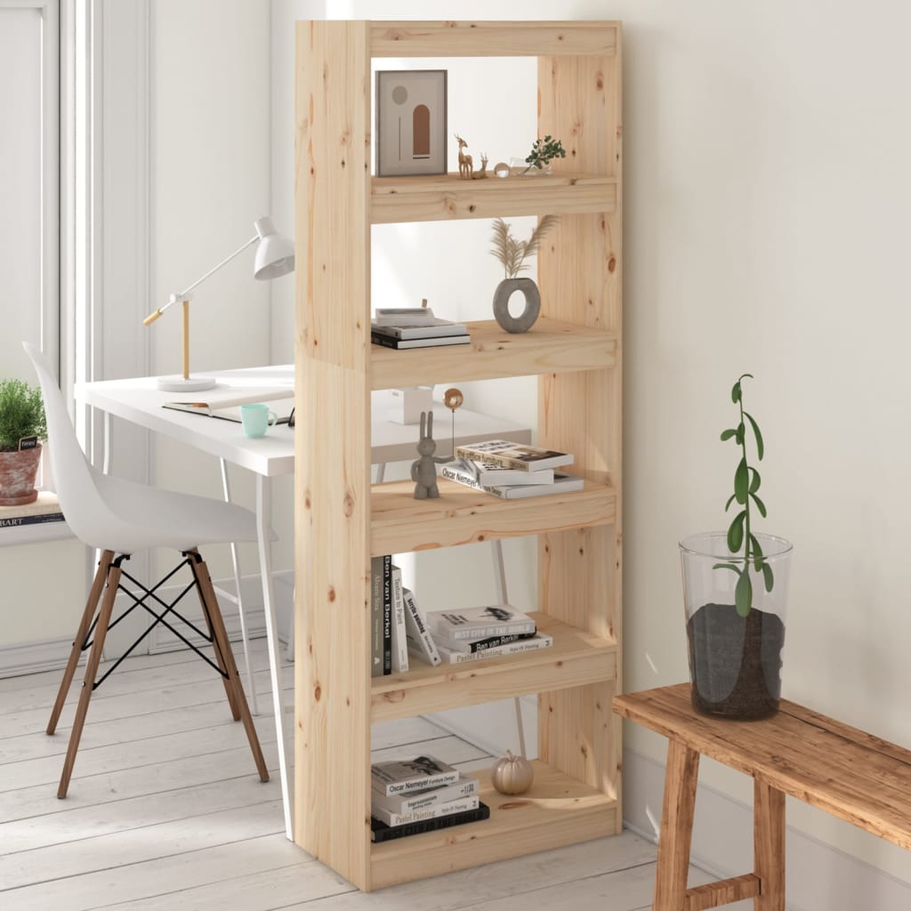 Βιβλιοθήκη/Διαχωριστικό Χώρου 60x30x167,5 εκ. Μασίφ Ξύλο Πεύκου - Pakobazaar