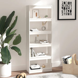 Βιβλιοθήκη/Διαχωριστικό Χώρου Λευκή 60x30x167,5 εκ. Μασίφ Πεύκο - Pakobazaar