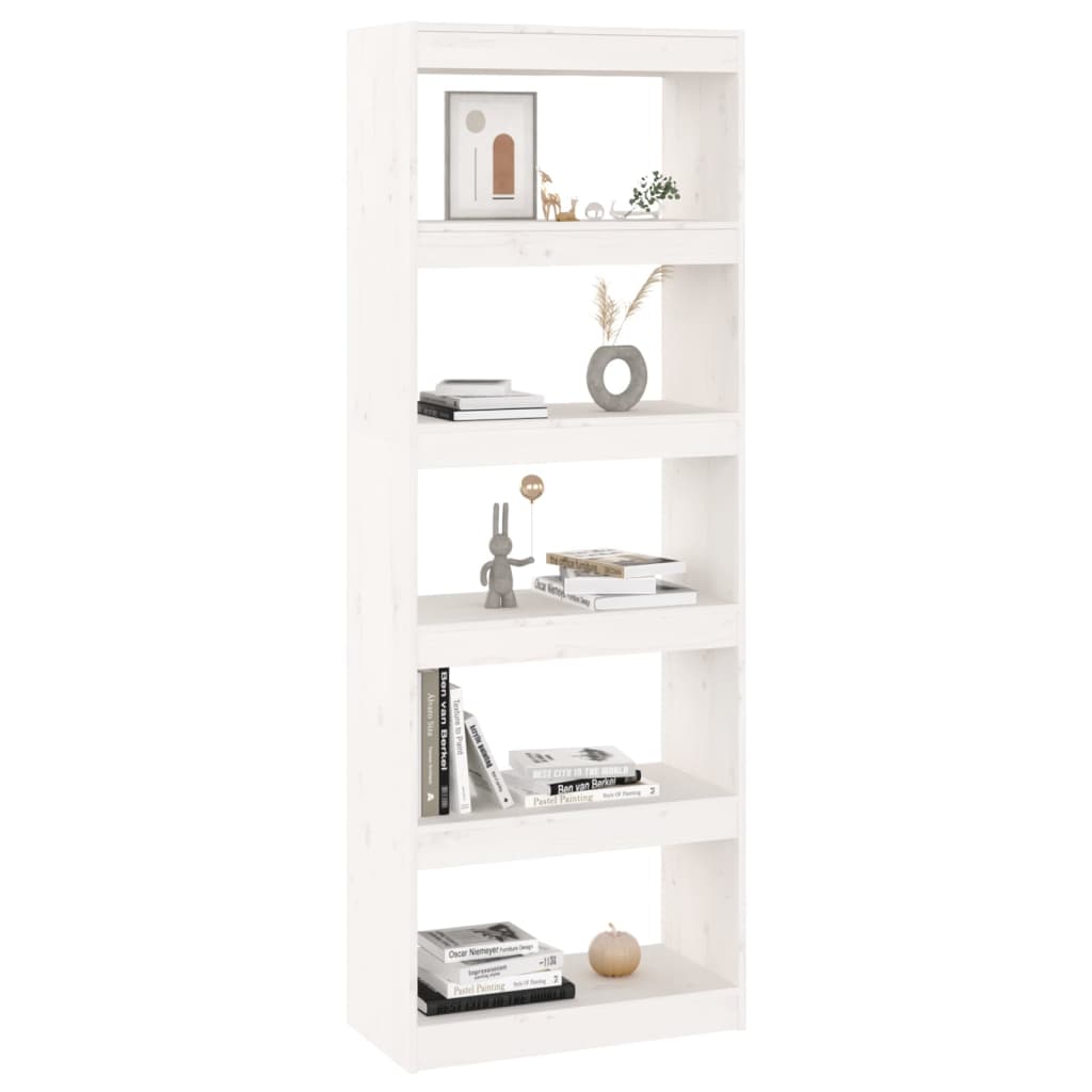 Βιβλιοθήκη/Διαχωριστικό Χώρου Λευκή 60x30x167,5 εκ. Μασίφ Πεύκο - Pakobazaar