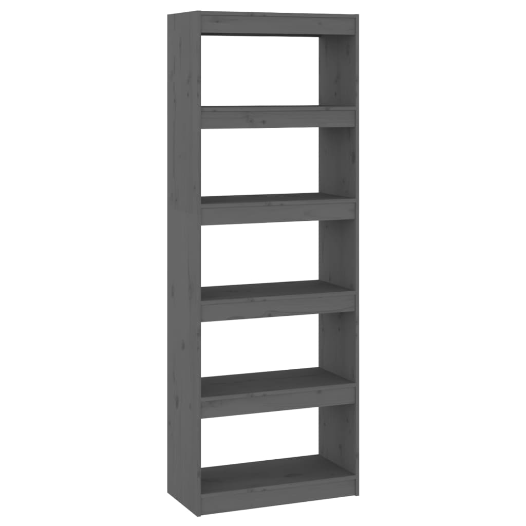 Βιβλιοθήκη/Διαχωριστικό Χώρου Γκρι 60x30x167,5 εκ. Μασίφ Πεύκο