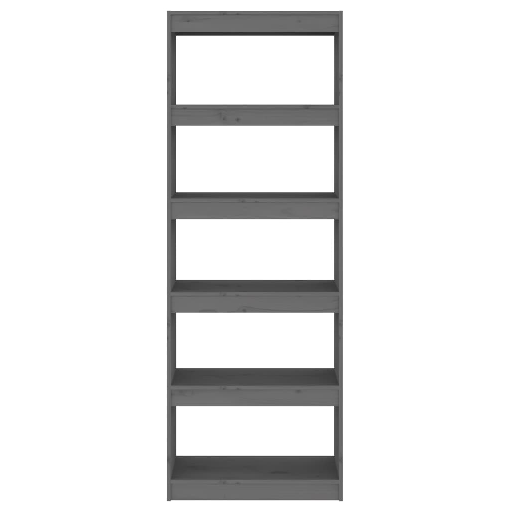 Βιβλιοθήκη/Διαχωριστικό Χώρου Γκρι 60x30x167,5 εκ. Μασίφ Πεύκο
