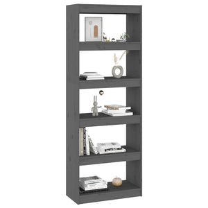 Βιβλιοθήκη/Διαχωριστικό Χώρου Γκρι 60x30x167,5 εκ. Μασίφ Πεύκο