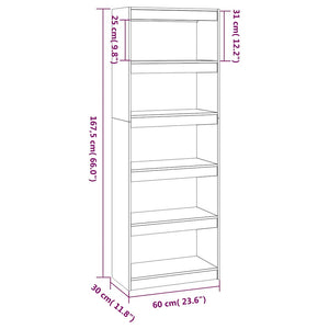 Βιβλιοθήκη/Διαχωριστικό Χώρου Γκρι 60x30x167,5 εκ. Μασίφ Πεύκο
