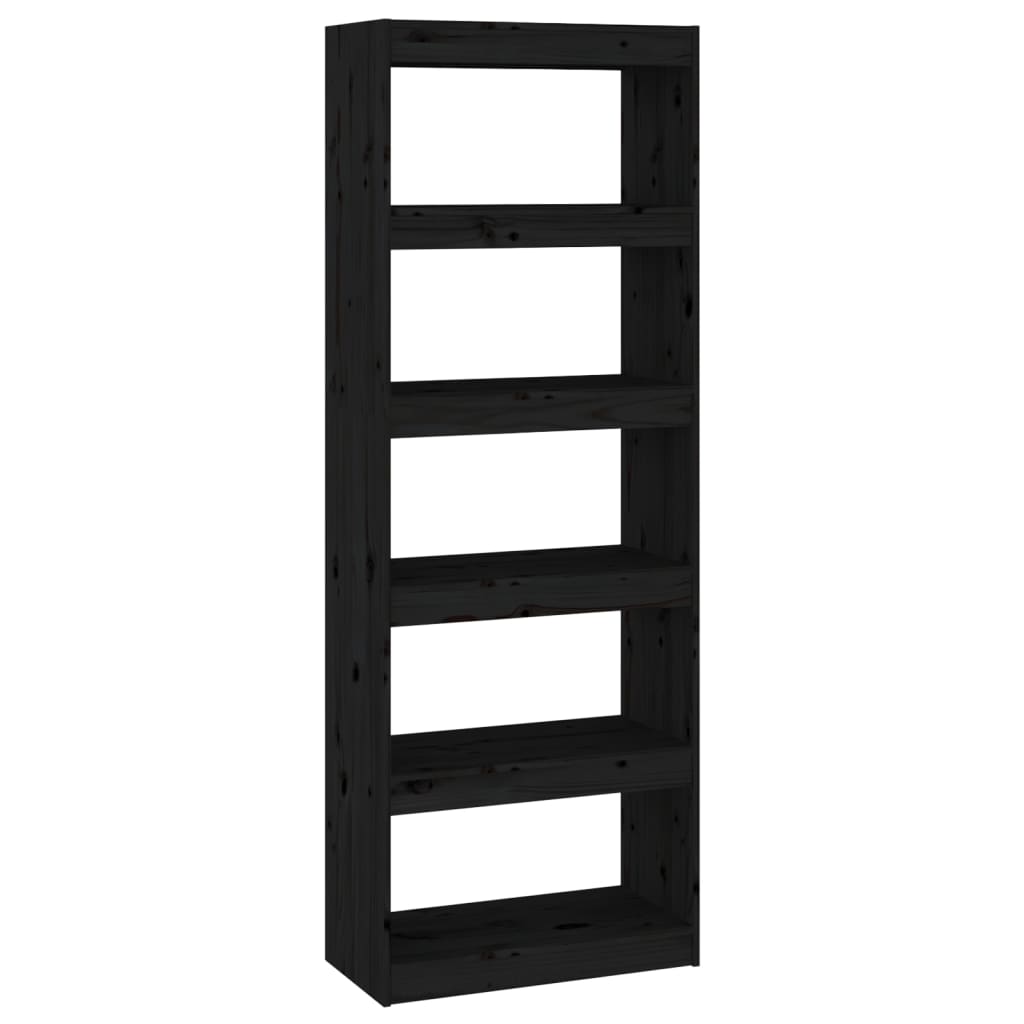 Βιβλιοθήκη/Διαχωριστικό Χώρου Μαύρη 60x30x167,5 εκ. Μασίφ Πεύκο