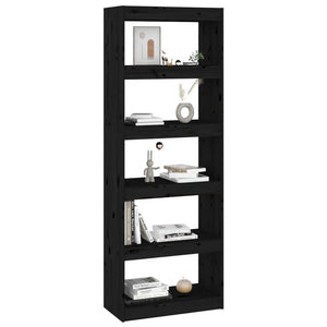 Βιβλιοθήκη/Διαχωριστικό Χώρου Μαύρη 60x30x167,5 εκ. Μασίφ Πεύκο