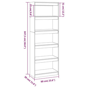 Βιβλιοθήκη/Διαχωριστικό Χώρου Μαύρη 60x30x167,5 εκ. Μασίφ Πεύκο
