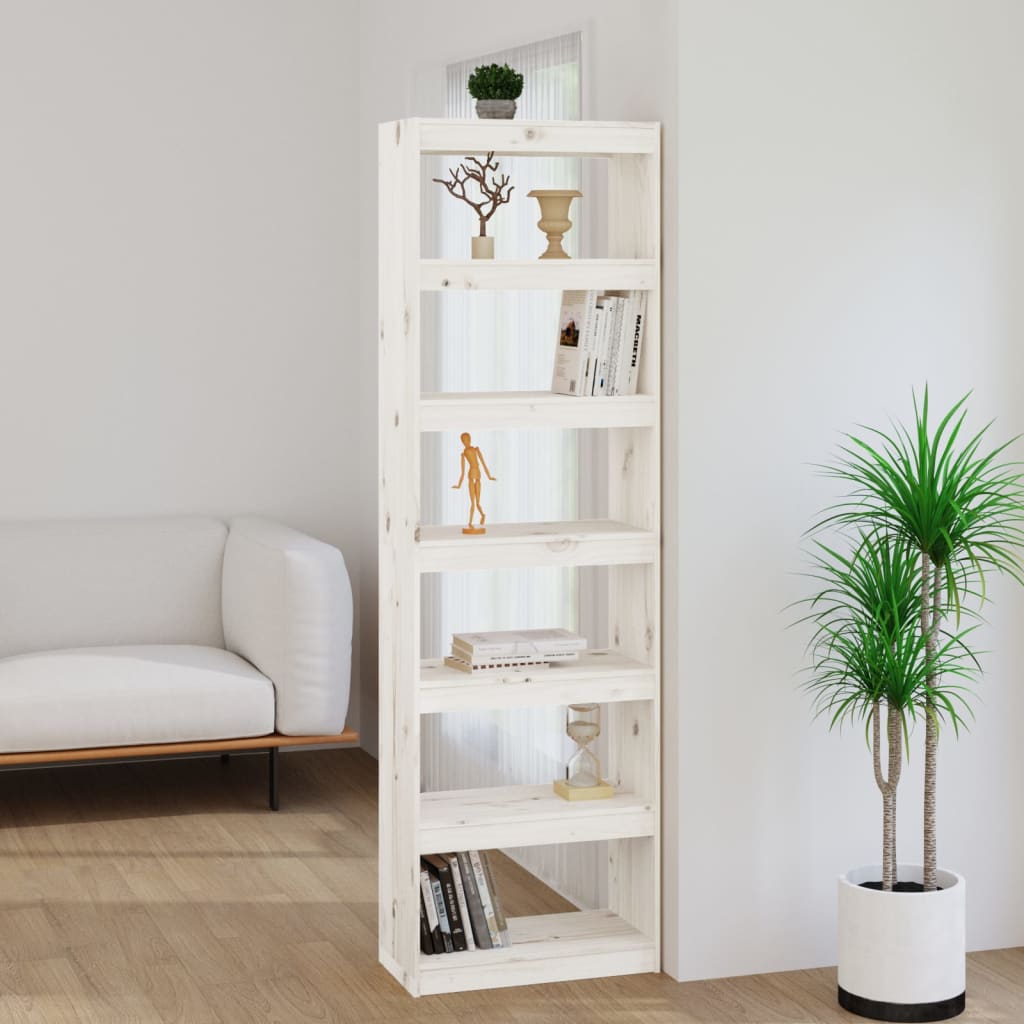 Βιβλιοθήκη/Διαχωριστικό Χώρου Λευκή 60x30x199,5 εκ. Μασίφ Πεύκο - Pakobazaar
