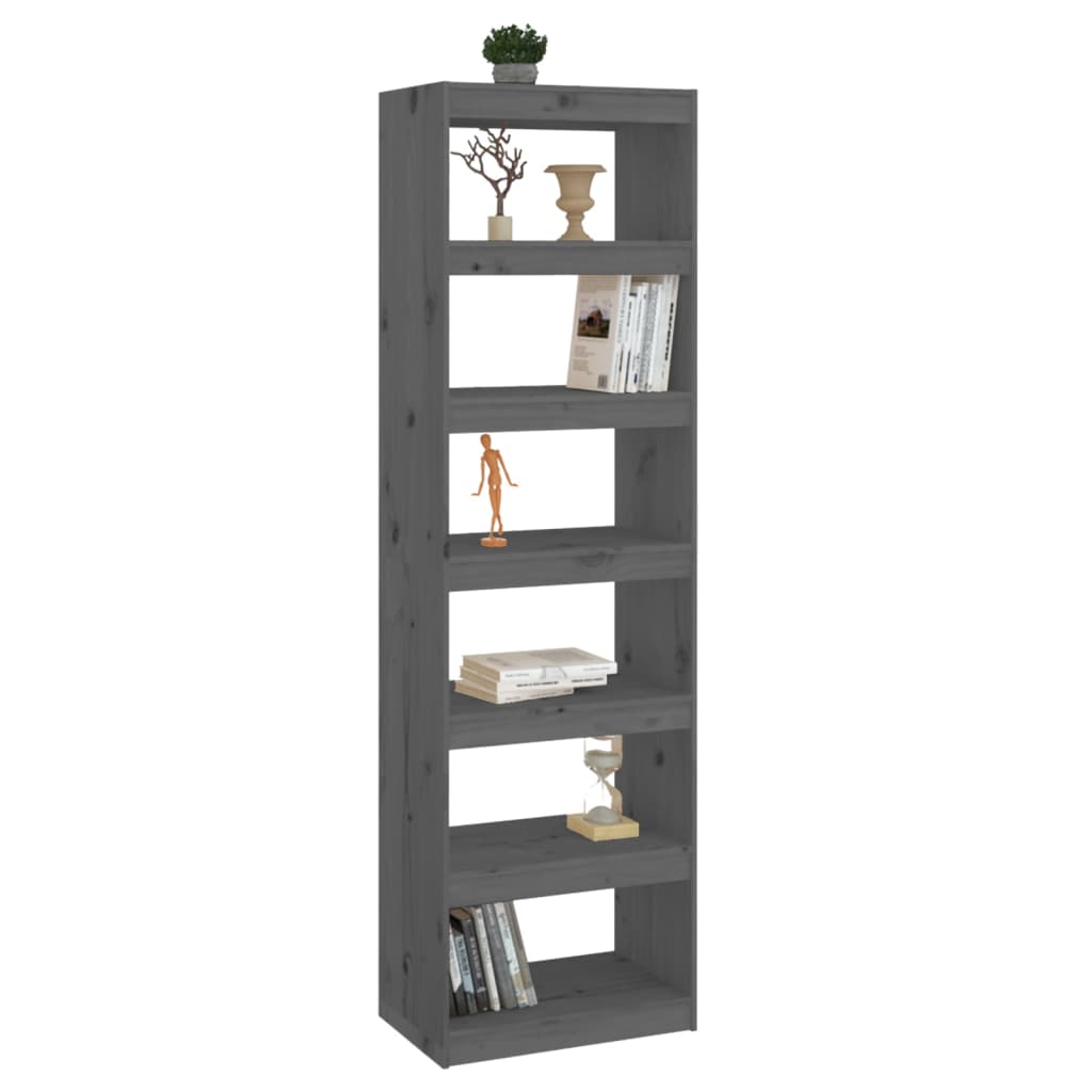 Βιβλιοθήκη/Διαχωριστικό Χώρου Γκρι 60x30x199,5 εκ. Μασίφ Πεύκο - Pakobazaar