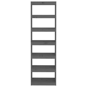 Βιβλιοθήκη/Διαχωριστικό Χώρου Γκρι 60x30x199,5 εκ. Μασίφ Πεύκο - Pakobazaar