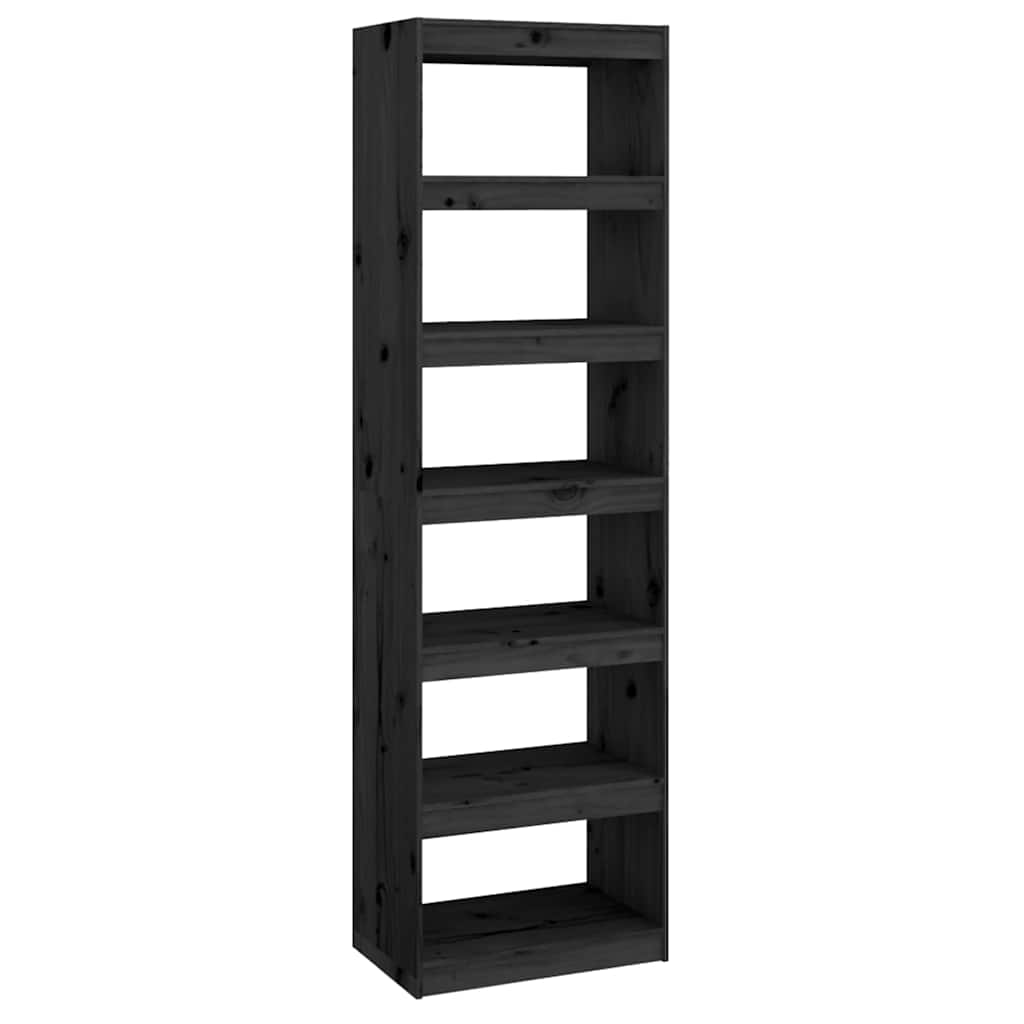 Βιβλιοθήκη/Διαχωριστικό Χώρου Μαύρη 60x30x199,5 εκ. Μασίφ Πεύκο