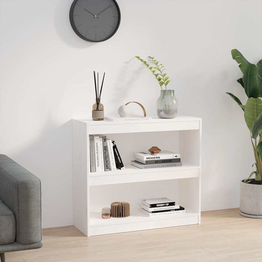 Βιβλιοθήκη/Διαχωριστικό Χώρου Λευκή 80x30x71,5 εκ. Μασίφ Πεύκο - Pakobazaar