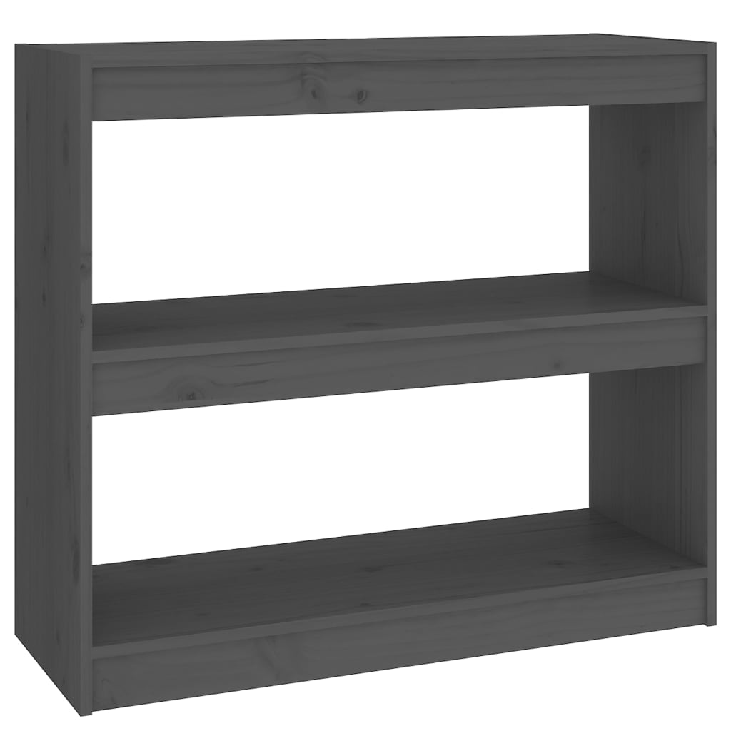Βιβλιοθήκη/Διαχωριστικό Χώρου Γκρι 80x30x71,5 εκ. Μασίφ Πεύκο