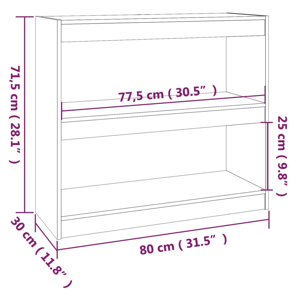 Βιβλιοθήκη/Διαχωριστικό Χώρου Γκρι 80x30x71,5 εκ. Μασίφ Πεύκο
