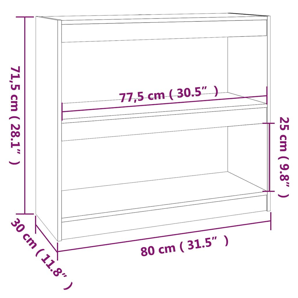 Βιβλιοθήκη/Διαχωριστικό Χώρου Μελί 80x30x71,5 εκ. Ξύλο Πεύκου