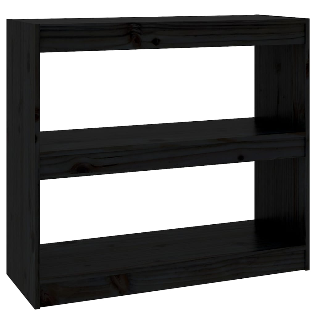 Βιβλιοθήκη/Διαχωριστικό Χώρου Μαύρη 80x30x71,5 εκ. Μασίφ Πεύκο
