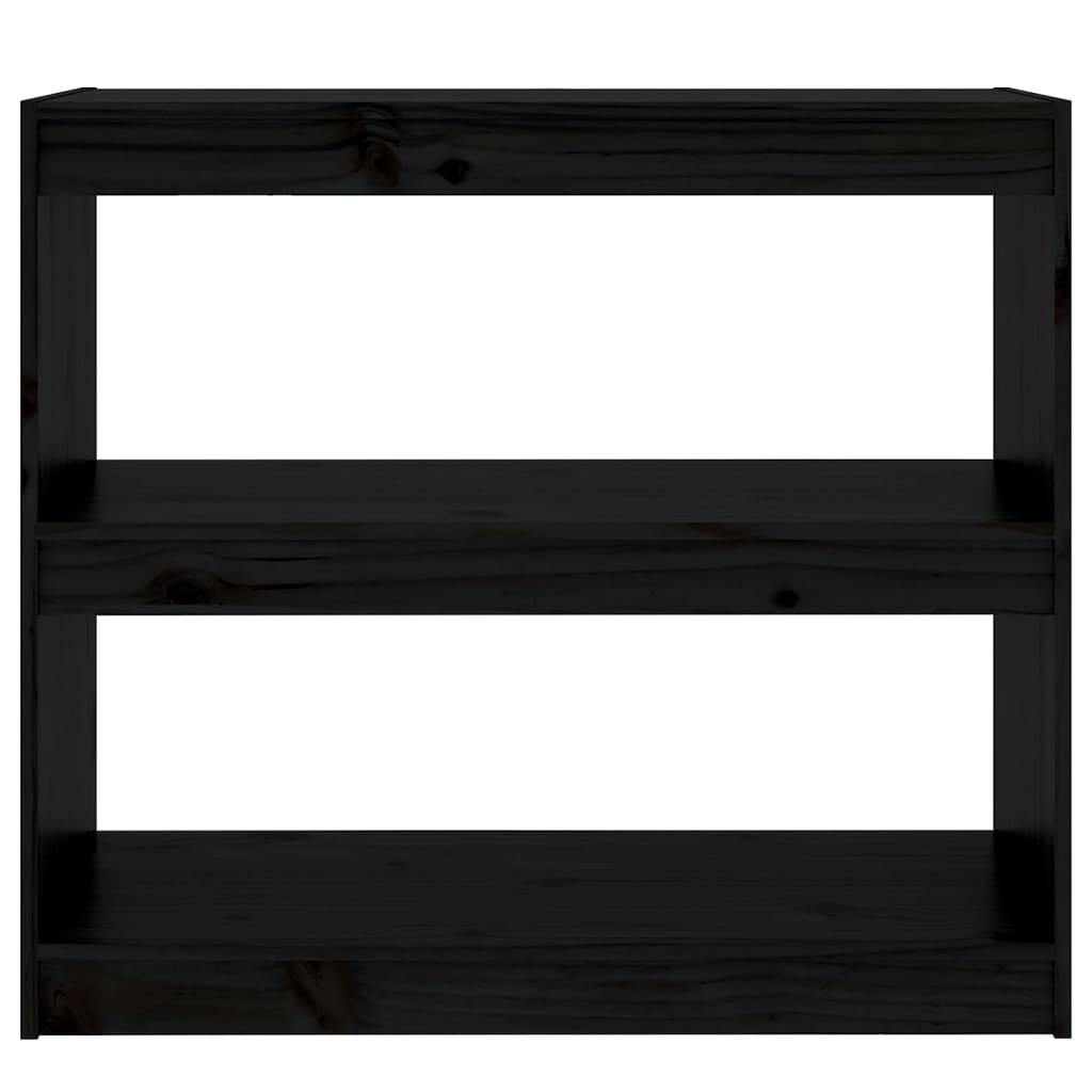 Βιβλιοθήκη/Διαχωριστικό Χώρου Μαύρη 80x30x71,5 εκ. Μασίφ Πεύκο