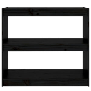Βιβλιοθήκη/Διαχωριστικό Χώρου Μαύρη 80x30x71,5 εκ. Μασίφ Πεύκο