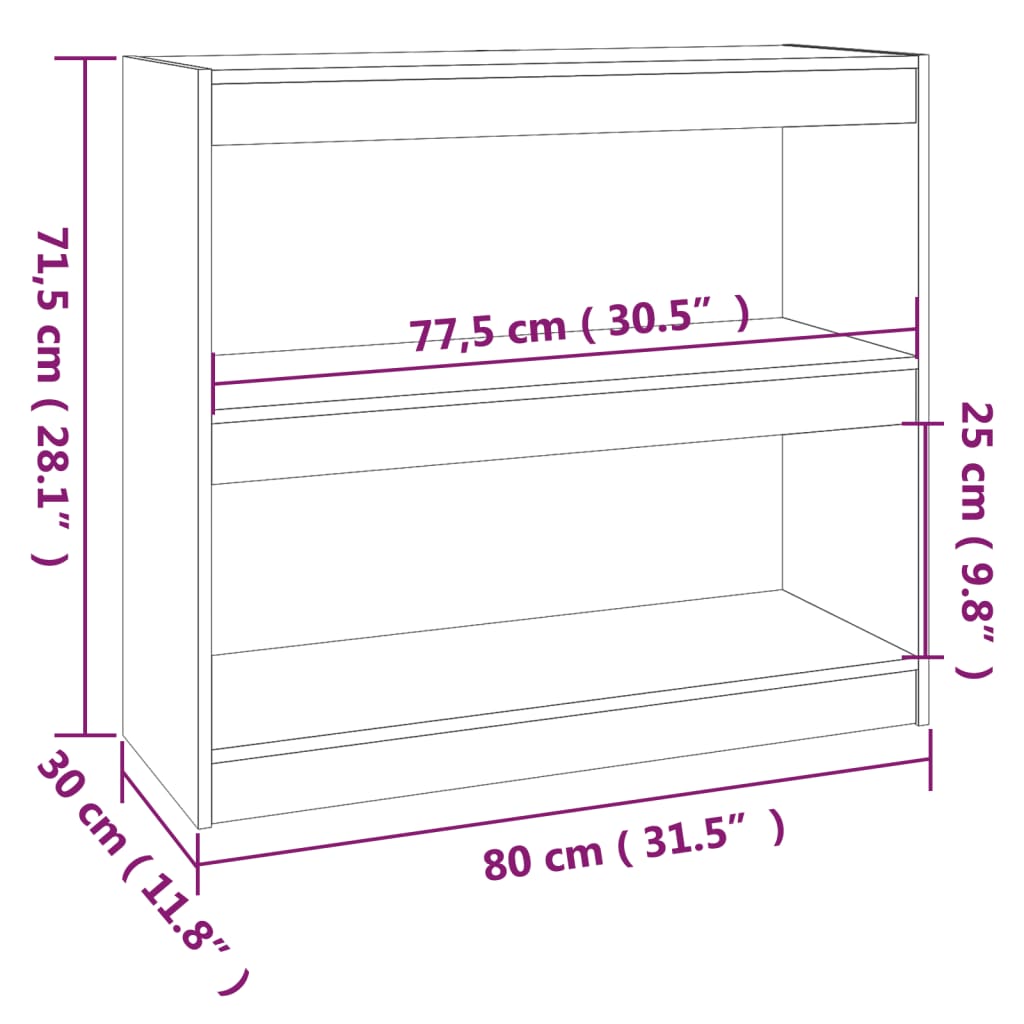 Βιβλιοθήκη/Διαχωριστικό Χώρου Μαύρη 80x30x71,5 εκ. Μασίφ Πεύκο