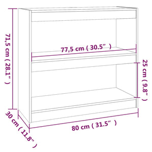 Βιβλιοθήκη/Διαχωριστικό Χώρου Μαύρη 80x30x71,5 εκ. Μασίφ Πεύκο