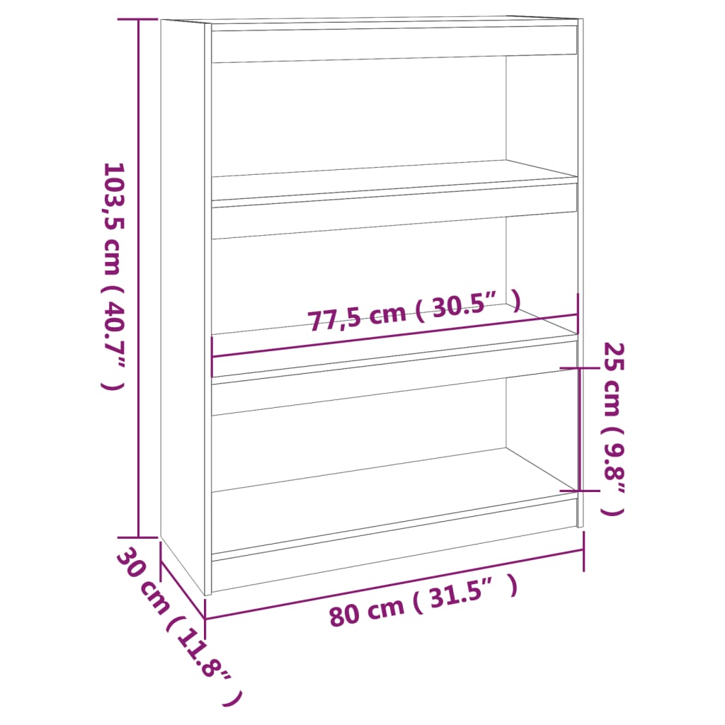 Βιβλιοθήκη/Διαχωριστικό Χώρου 80x30x103,5 εκ. Μασίφ Ξύλο Πεύκου