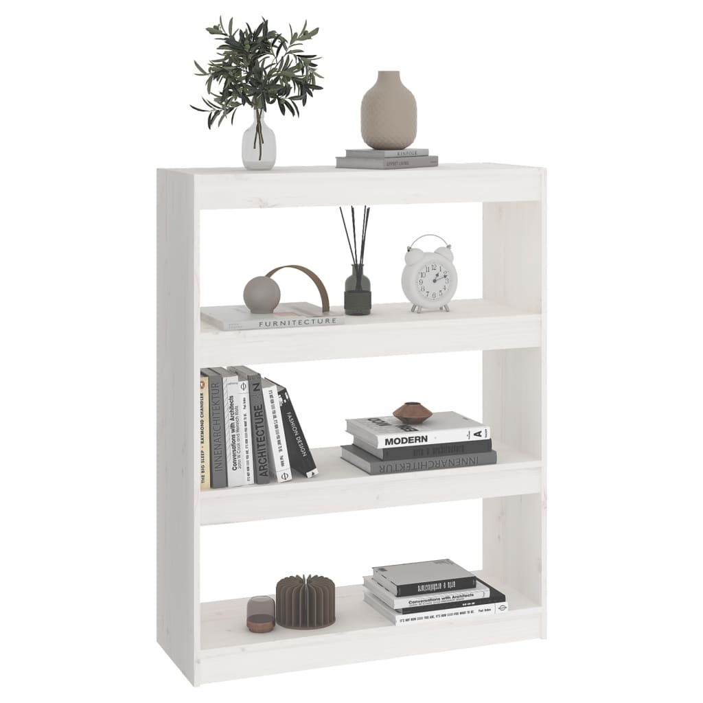 Βιβλιοθήκη/Διαχωριστικό Χώρου Λευκή 80x30x103,5 εκ. Μασίφ Πεύκο - Pakobazaar