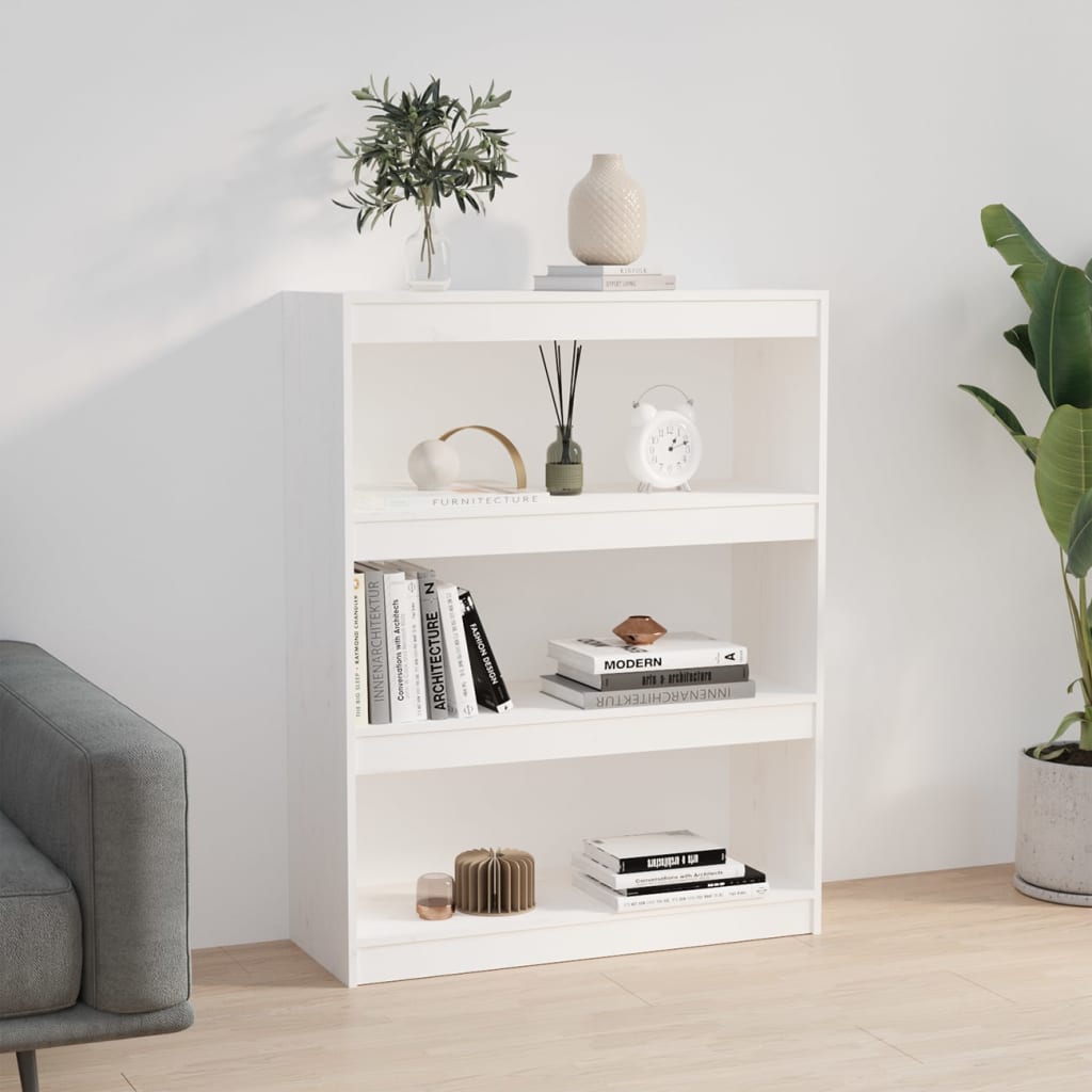 Βιβλιοθήκη/Διαχωριστικό Χώρου Λευκή 80x30x103,5 εκ. Μασίφ Πεύκο - Pakobazaar