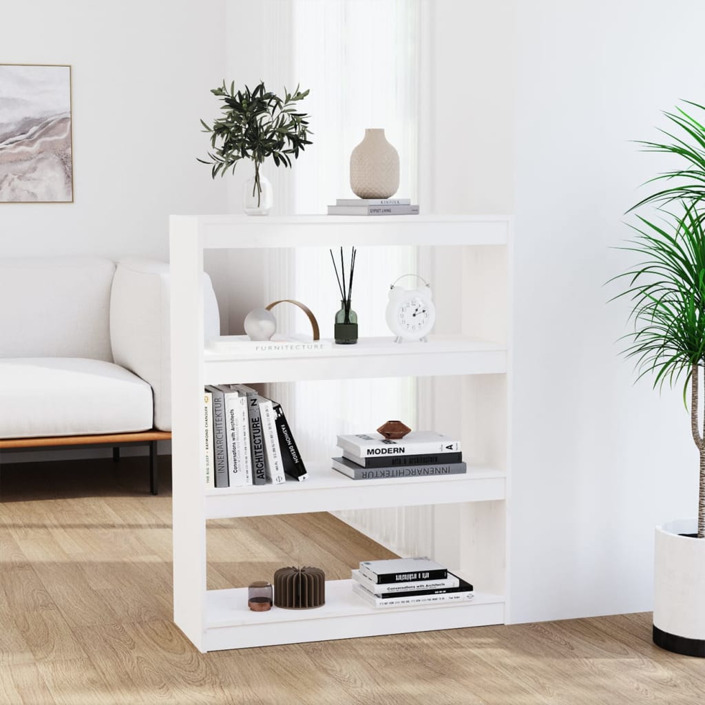 Βιβλιοθήκη/Διαχωριστικό Χώρου Λευκή 80x30x103,5 εκ. Μασίφ Πεύκο - Pakobazaar