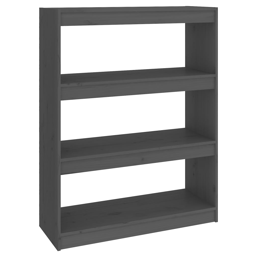 Βιβλιοθήκη/Διαχωριστικό Χώρου Γκρι 80x30x103,5 εκ. Μασίφ Πεύκο