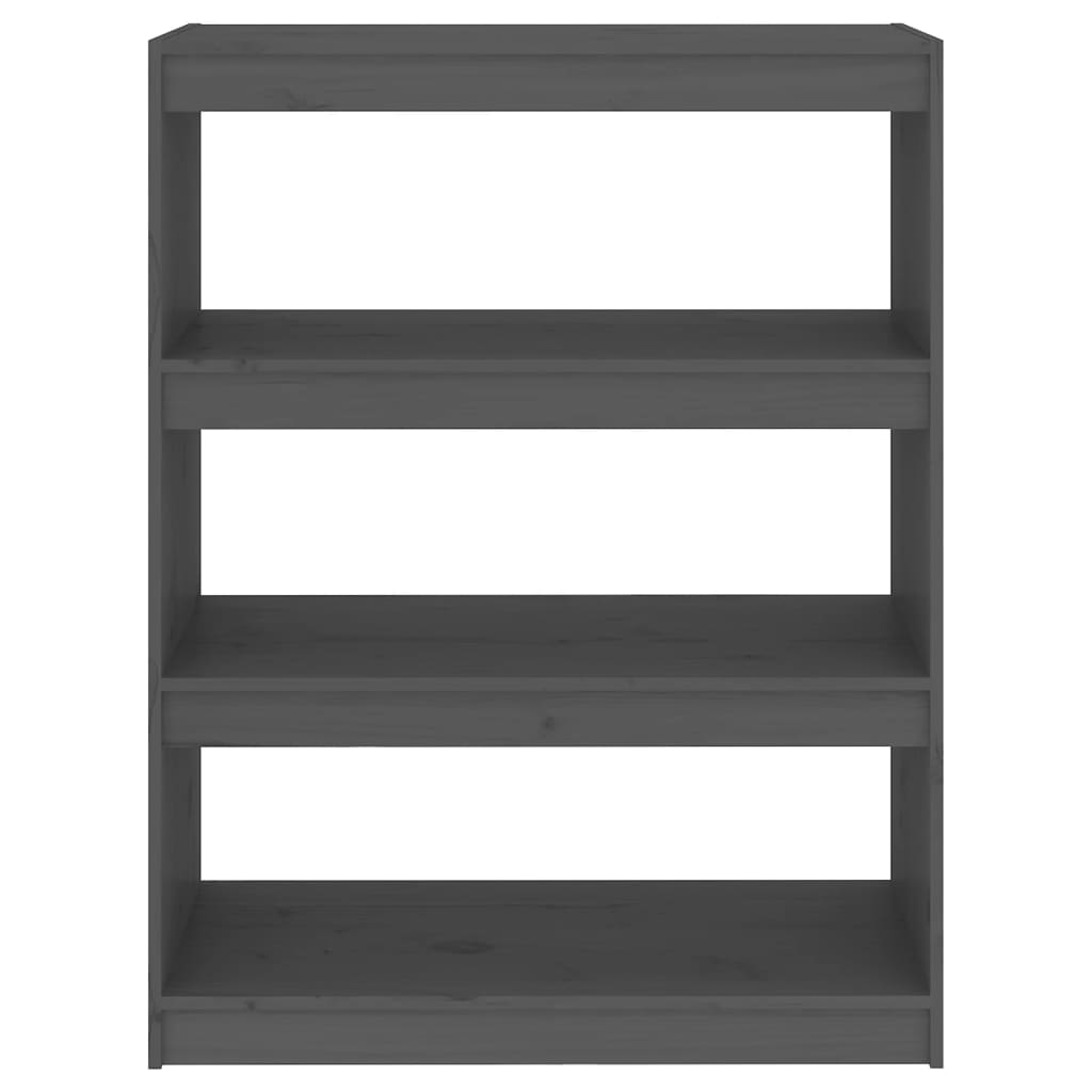 Βιβλιοθήκη/Διαχωριστικό Χώρου Γκρι 80x30x103,5 εκ. Μασίφ Πεύκο