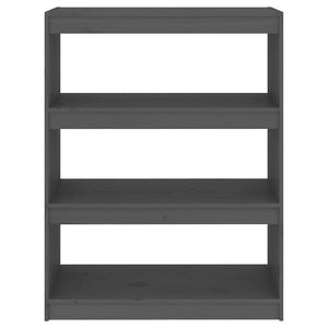Βιβλιοθήκη/Διαχωριστικό Χώρου Γκρι 80x30x103,5 εκ. Μασίφ Πεύκο