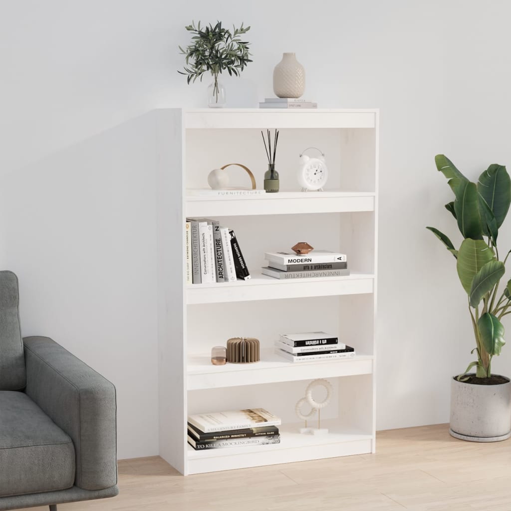 Βιβλιοθήκη/Διαχωριστικό Χώρου Λευκή 80x30x135,5 εκ. Μασίφ Πεύκο - Pakobazaar