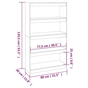Βιβλιοθήκη/Διαχωριστικό Χώρου Λευκή 80x30x135,5 εκ. Μασίφ Πεύκο - Pakobazaar