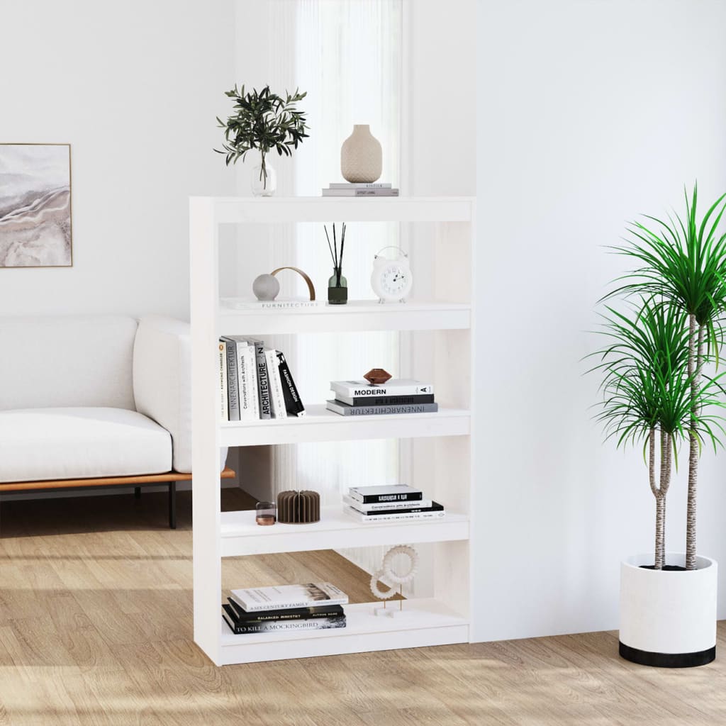 Βιβλιοθήκη/Διαχωριστικό Χώρου Λευκή 80x30x135,5 εκ. Μασίφ Πεύκο - Pakobazaar