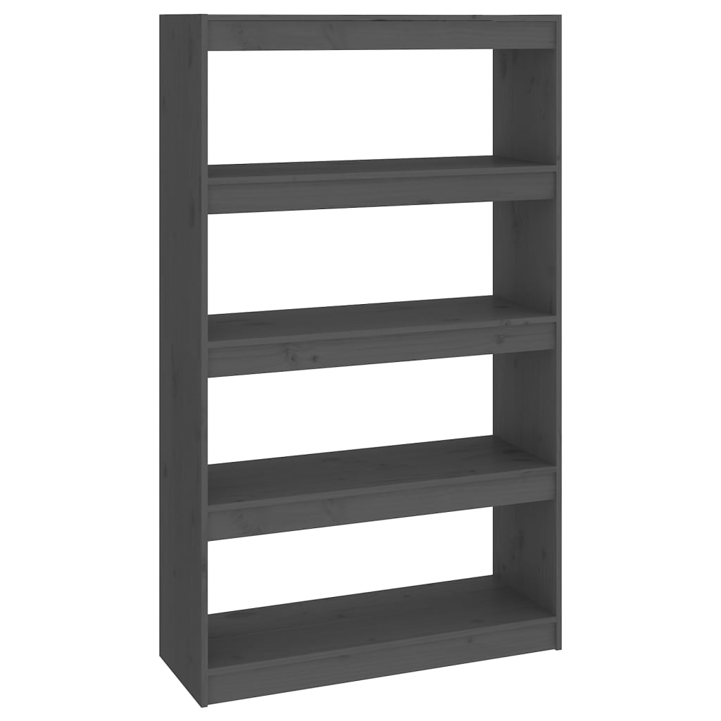 Βιβλιοθήκη/Διαχωριστικό Χώρου Γκρι 80x30x135,5 εκ. Μασίφ Πεύκο