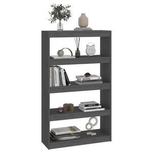 Βιβλιοθήκη/Διαχωριστικό Χώρου Γκρι 80x30x135,5 εκ. Μασίφ Πεύκο