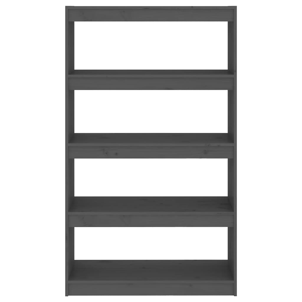 Βιβλιοθήκη/Διαχωριστικό Χώρου Γκρι 80x30x135,5 εκ. Μασίφ Πεύκο