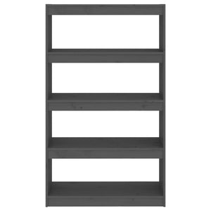 Βιβλιοθήκη/Διαχωριστικό Χώρου Γκρι 80x30x135,5 εκ. Μασίφ Πεύκο