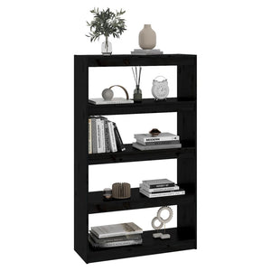Βιβλιοθήκη/Διαχωριστικό Χώρου Μαύρη 80x30x135,5 εκ. Μασίφ Πεύκο - Pakobazaar