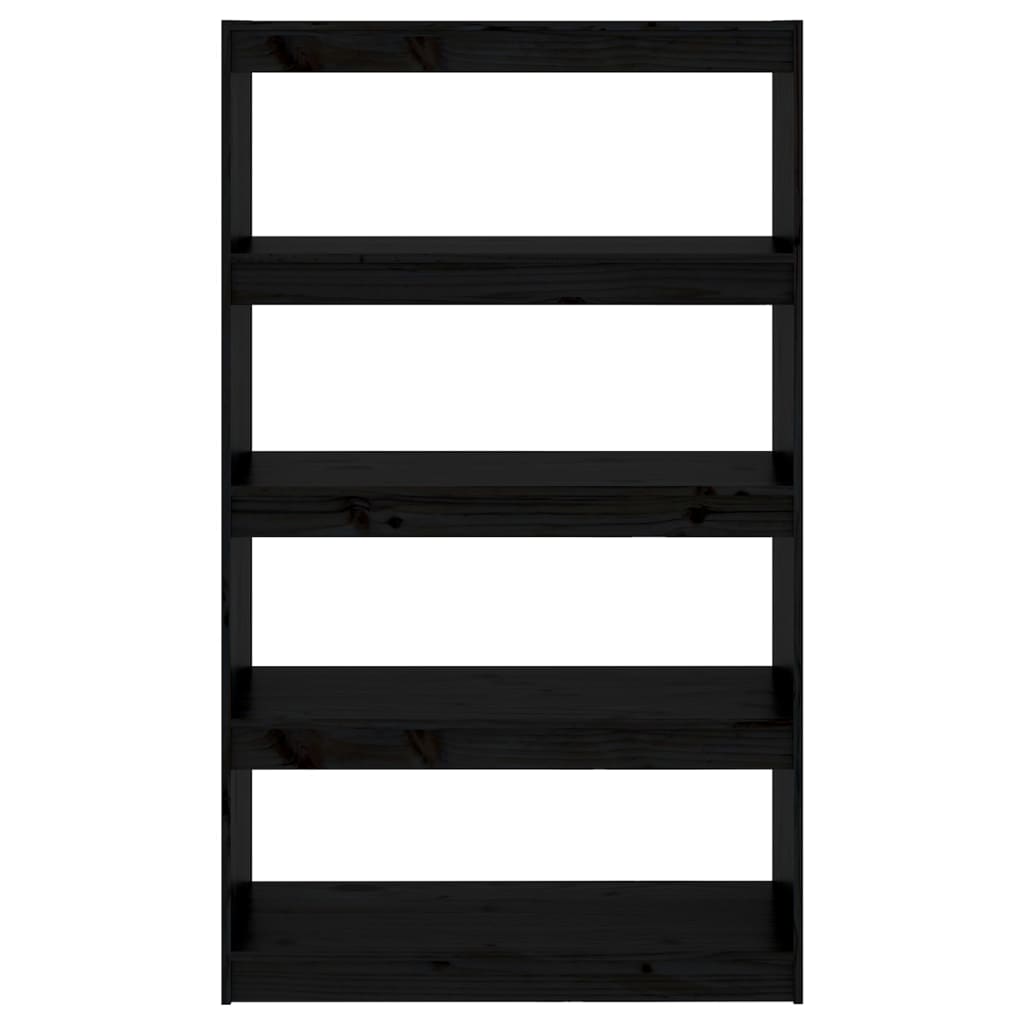 Βιβλιοθήκη/Διαχωριστικό Χώρου Μαύρη 80x30x135,5 εκ. Μασίφ Πεύκο - Pakobazaar