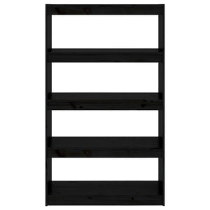 Βιβλιοθήκη/Διαχωριστικό Χώρου Μαύρη 80x30x135,5 εκ. Μασίφ Πεύκο - Pakobazaar