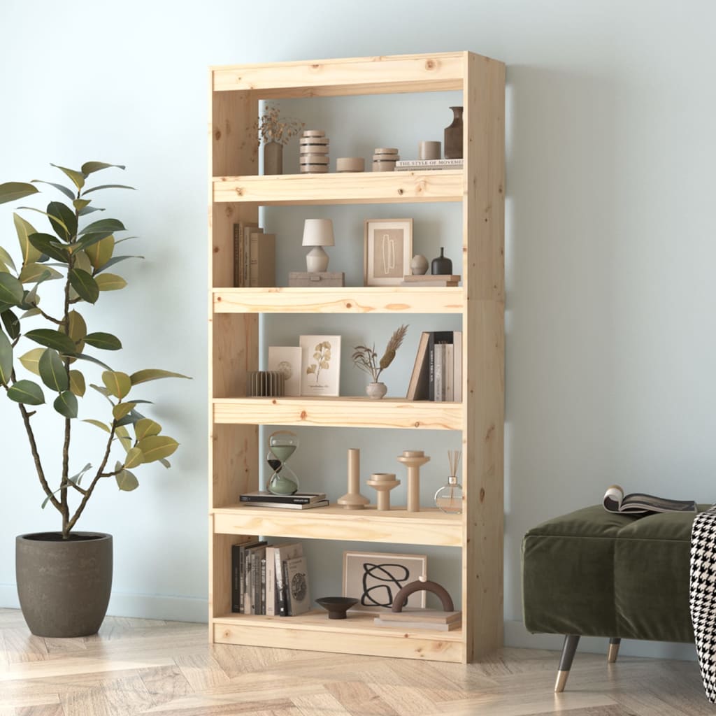 Βιβλιοθήκη/Διαχωριστικό Χώρου 80x30x167,4 εκ. Μασίφ Ξύλο Πεύκου - Pakobazaar