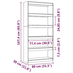 Βιβλιοθήκη/Διαχωριστικό Χώρου 80x30x167,4 εκ. Μασίφ Ξύλο Πεύκου
