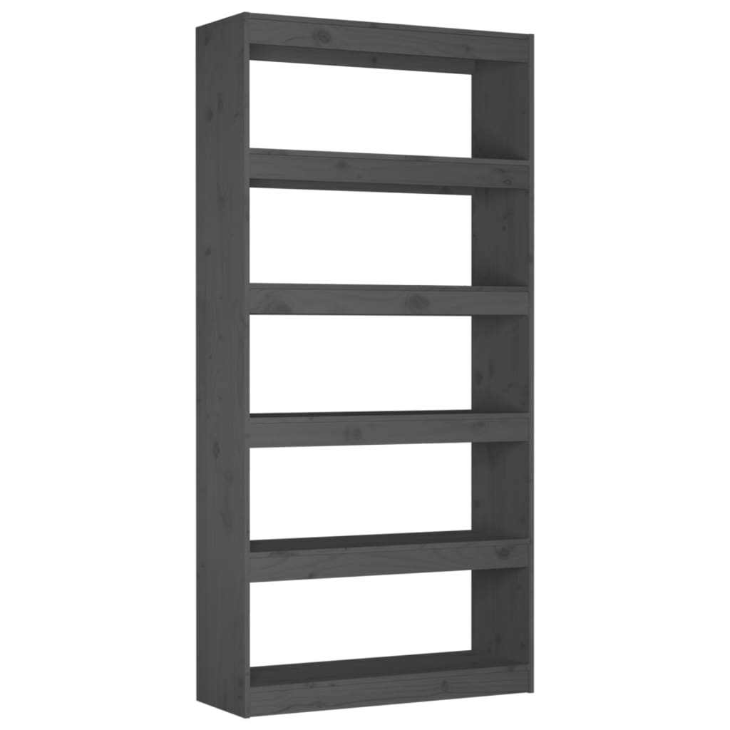 Βιβλιοθήκη/Διαχωριστικό Χώρου Γκρι 80x30x167,4 εκ. Μασίφ Πεύκο