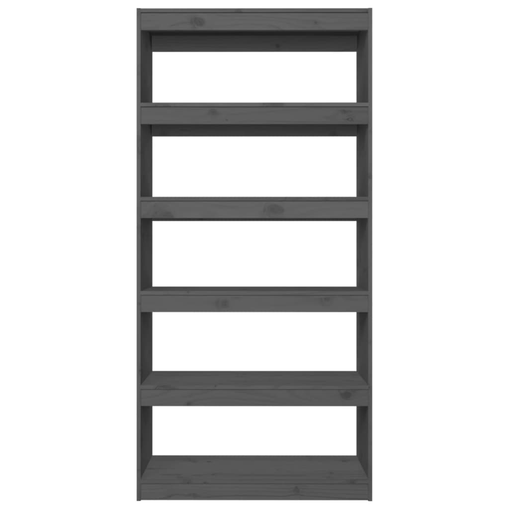 Βιβλιοθήκη/Διαχωριστικό Χώρου Γκρι 80x30x167,4 εκ. Μασίφ Πεύκο