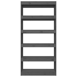 Βιβλιοθήκη/Διαχωριστικό Χώρου Γκρι 80x30x167,4 εκ. Μασίφ Πεύκο